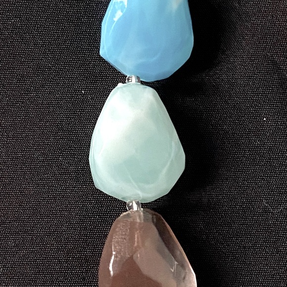 Funky Chunky 20” Necklace Faceted Marbled Beads (Blue/White) Translucent… - Picture 4 of 5